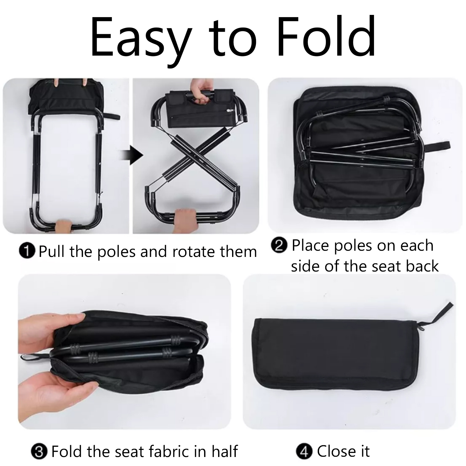 BTideas Camping Stool , Folding Small Chair Portable Camp Stool, Max Weight 330lbs
