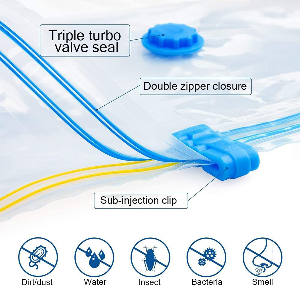 BTideas Vacuum Seal Bags for Clothing with Hand Pump, 10 Pack Space Saver Vacuum Storage Bags
