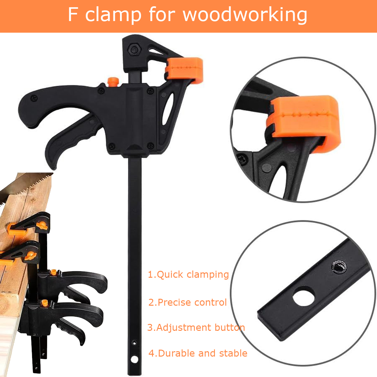 BTideas Clamps Set for Woodworking, 4 F Clamps and 4 Spring Clamps for woodworking