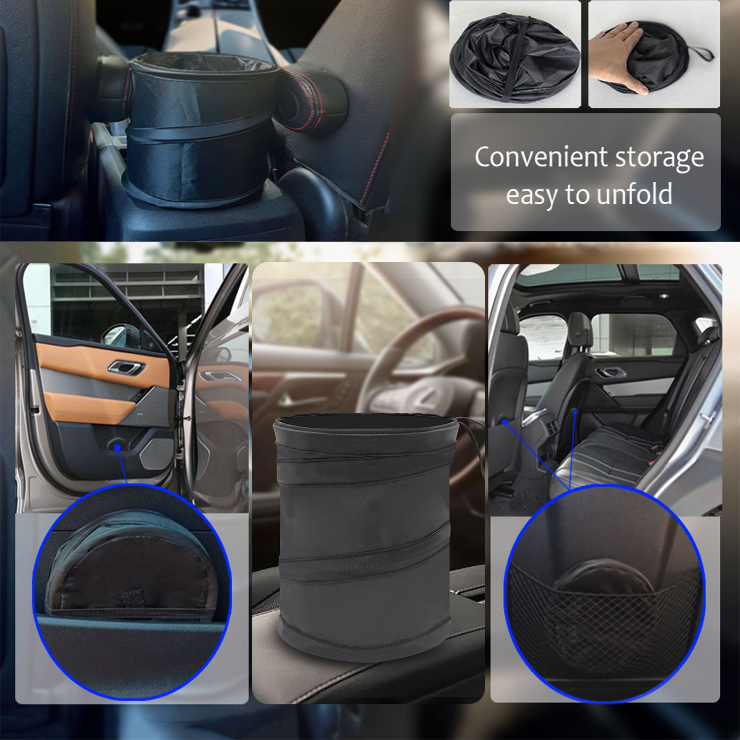 BTideas Car Trash Can,2 Packs Collapsible Pop-up Water Proof Portable Garbage Bin,Rubbish Bucket