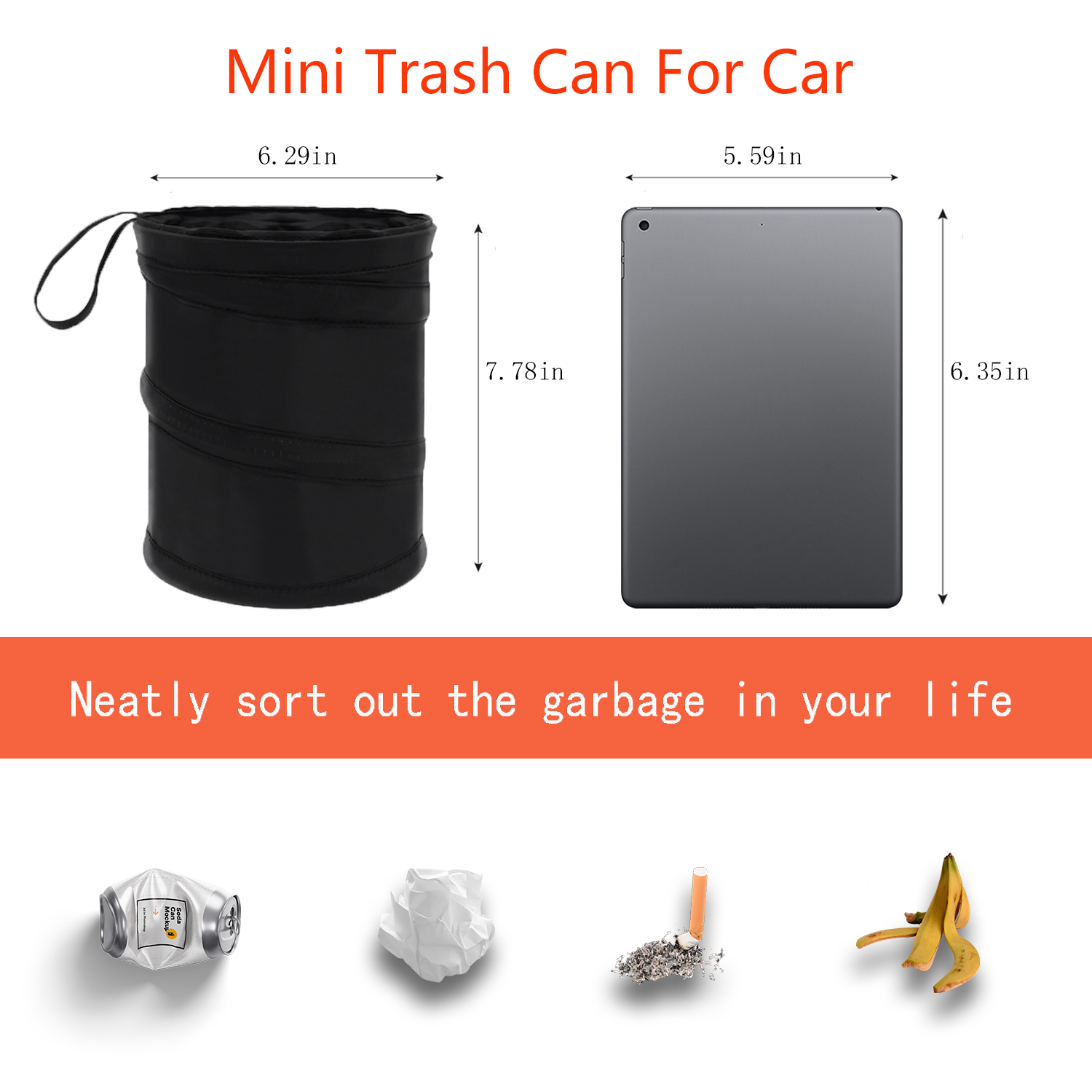 BTideas Car Trash Can,2 Packs Collapsible Pop-up Water Proof Portable Garbage Bin,Rubbish Bucket