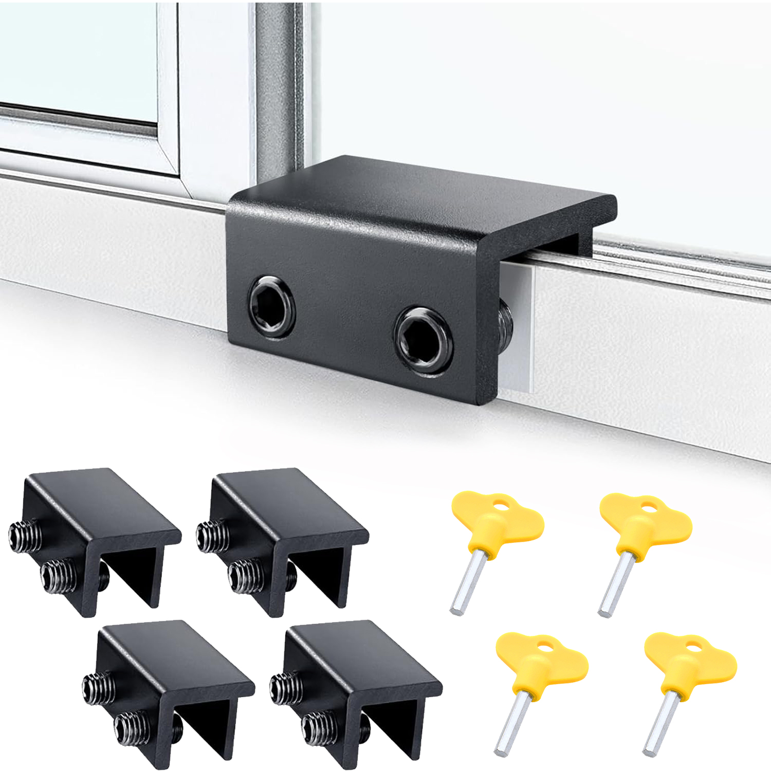 BTideas 4 Pack Sliding Window Locks,window Locks For Horizontal、Up&Down sliding Home&Office,Black