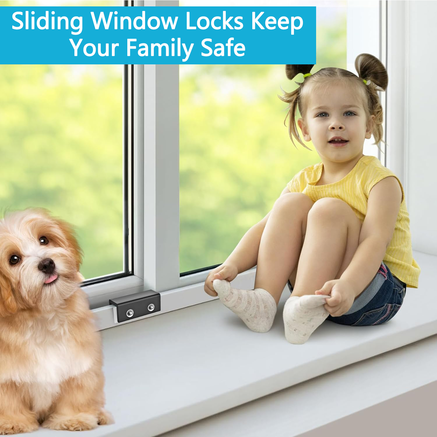 BTideas 4 Pack Sliding Window Locks,window Locks For Horizontal、Up&Down sliding Home&Office,Black