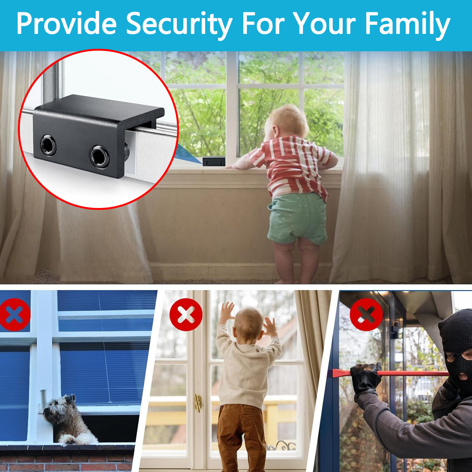 BTideas 4 Pack Sliding Window Locks,window Locks For Horizontal、Up&Down sliding Home&Office,Black
