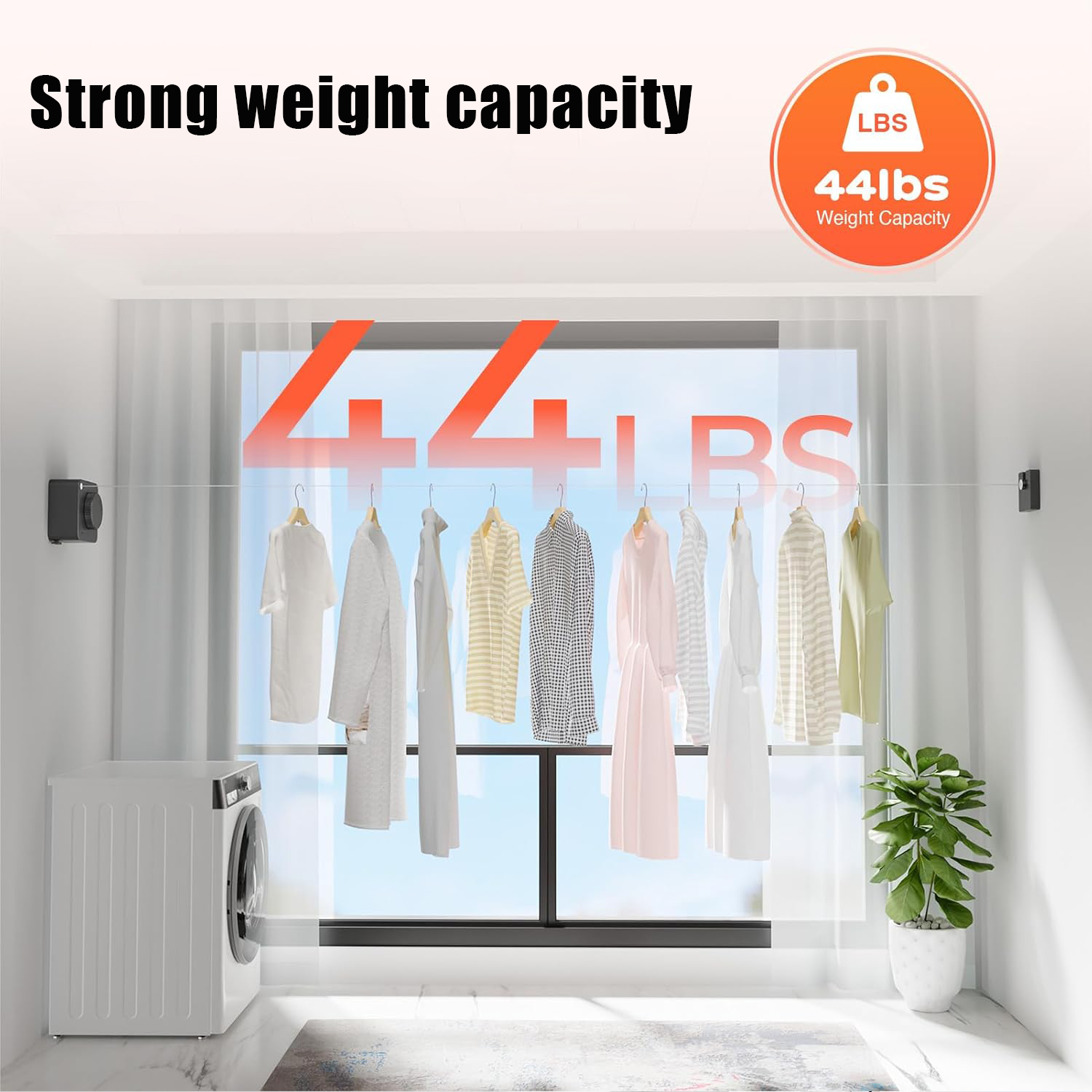 BTideas Retractable Clothesline Outdoor Heavy Duty， Removable Laundry Drying Line Indoor（Black）