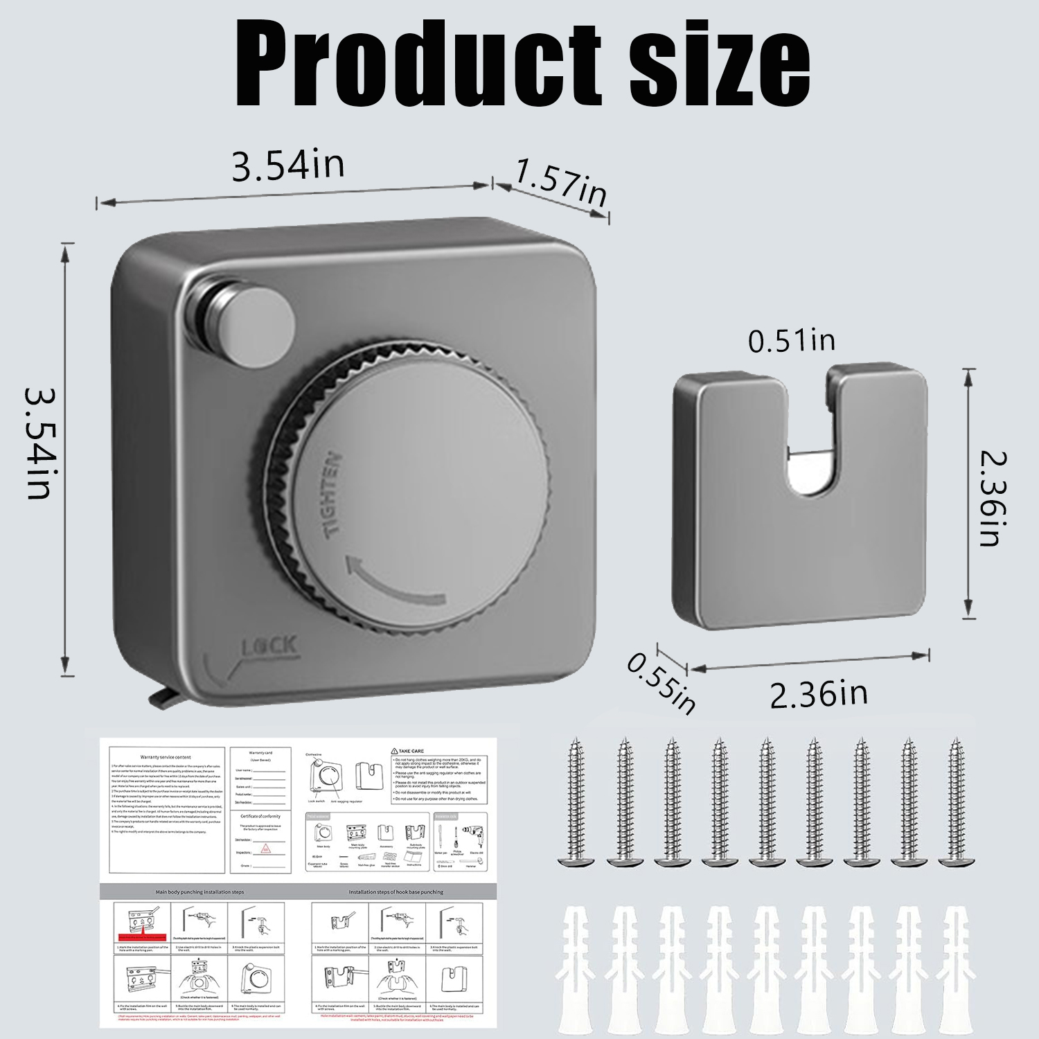 BTideas Retractable Clothesline Outdoor Heavy Duty， Removable Laundry Drying Line Indoor（Black）