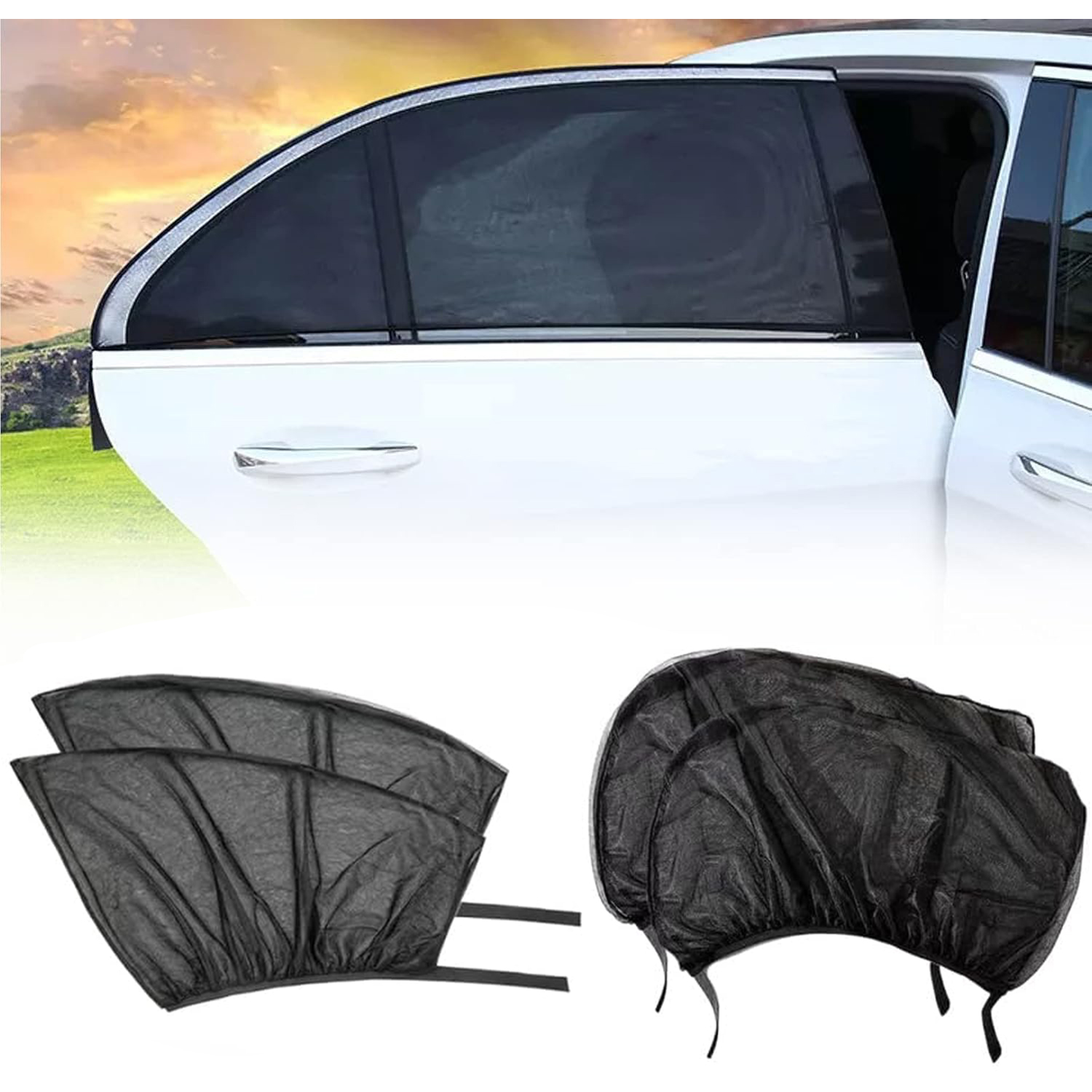 BTideas Car Window Sunshade, 4 Pcs Breathable Mesh Car Window Screen for Truck,SUV,Black