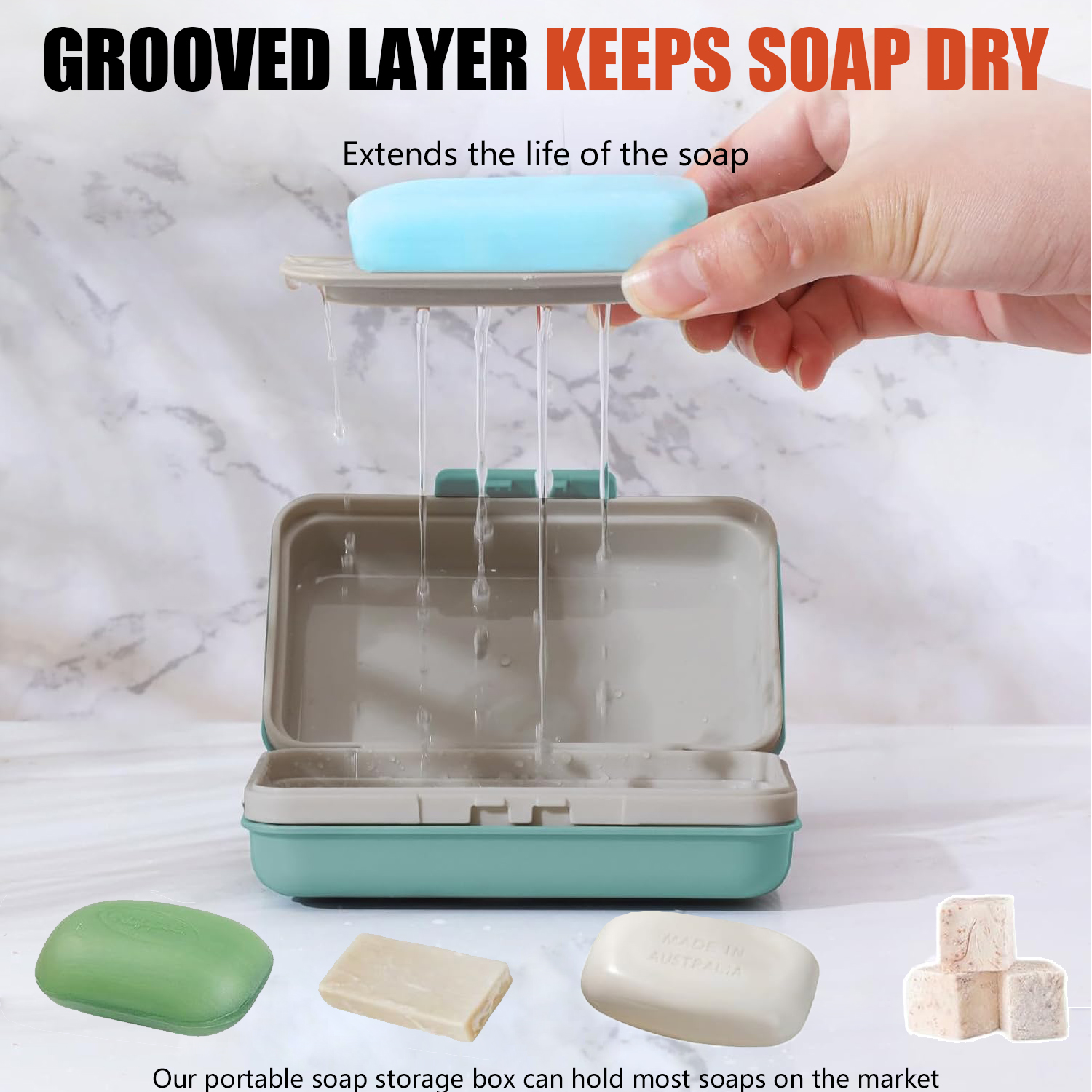 BTideas Travel Soap Case With Lid,2 Pack Bar Soap Holder Dish for Camping, Travel, Gym(Blue)